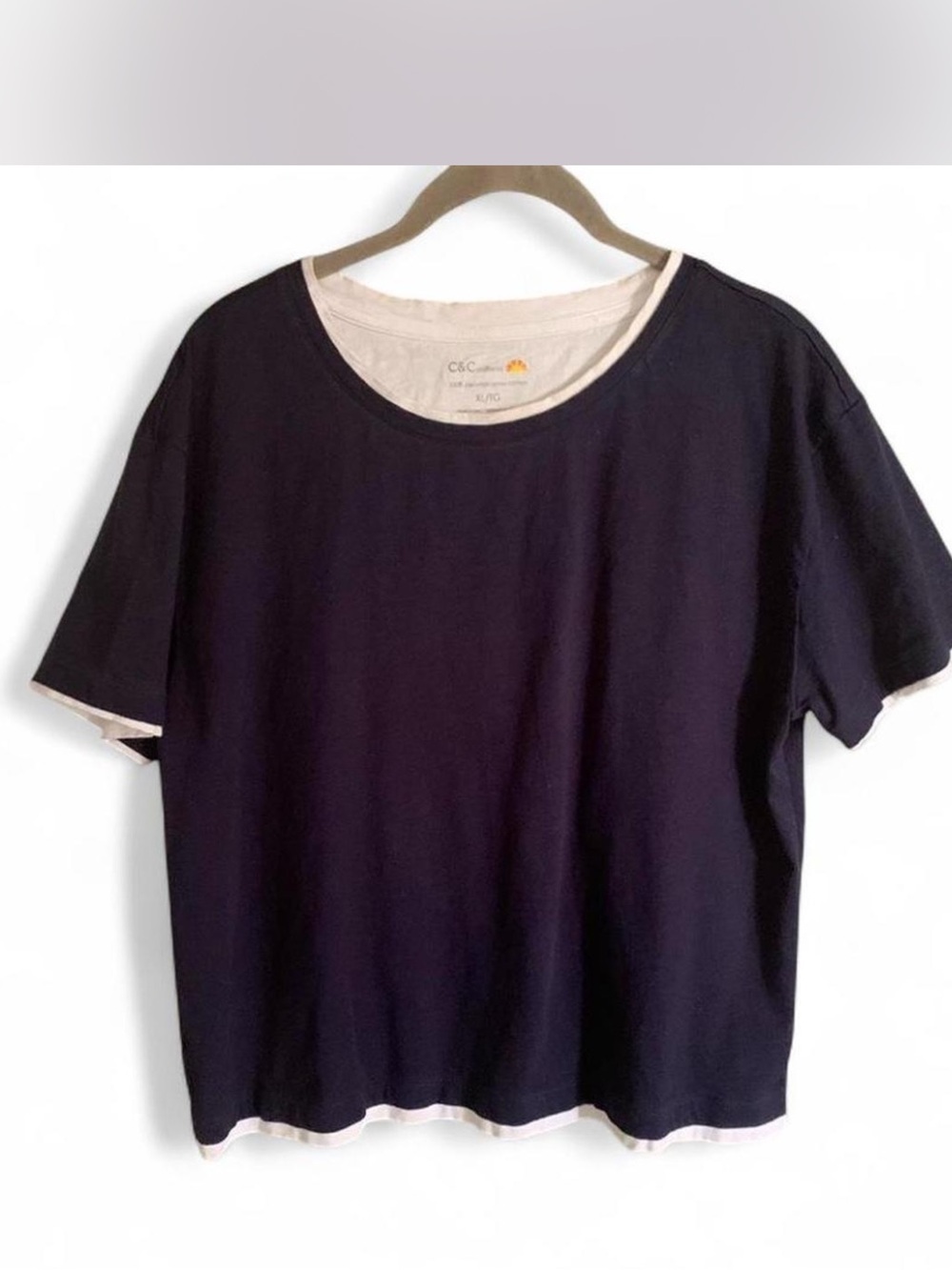 C&C California Navy Tee with Cream Trim size XL
